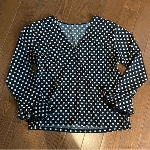 Mary Lides ruffle sleeve polka dot blouse